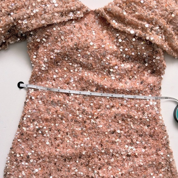 Badgley Mischka Off-the-Shoulder Sequin Dress Peony Pink size 0 gown wedding - Picture 12 of 16